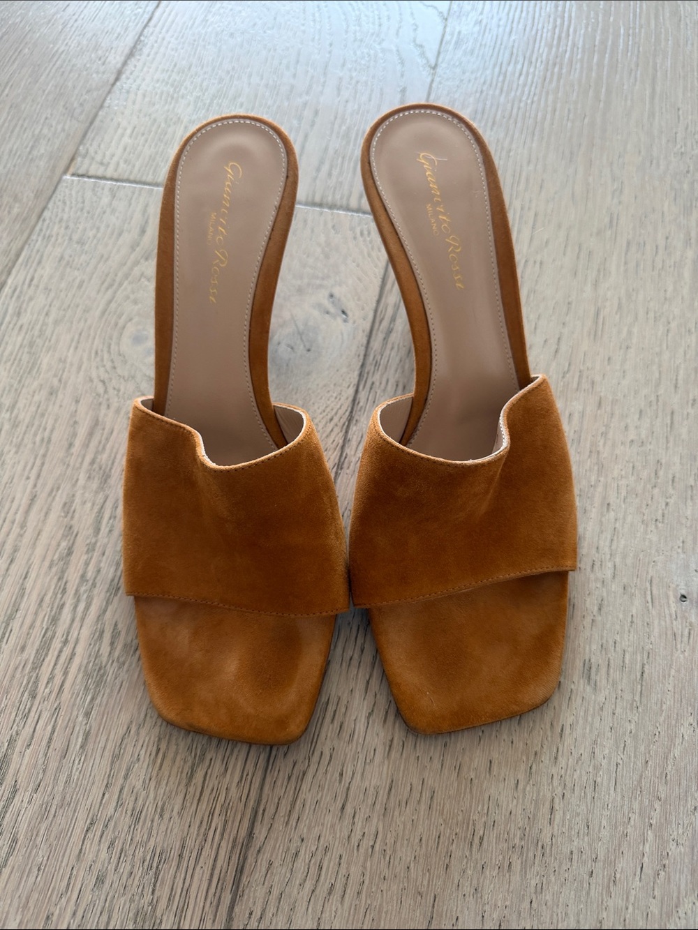 Gianvito Rossi Tan Suede Slide Mules